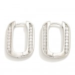 Wholesale do Everything Love Cubic Zirconia Rounded Rectangle Huggie Hoop Earrin