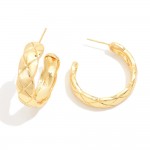 Wholesale do Everything Love Quilted Metal Hoop Earrings Brass Base Hypoallergen