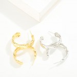 Wholesale do Everything Love Quilted Metal Hoop Earrings Brass Base Hypoallergen