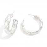 Wholesale do Everything Love Quilted Metal Hoop Earrings Brass Base Hypoallergen