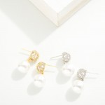 Wholesale do Everything Love Cubic Zirconia Post Drop Earrings Pearl Accent Bras