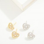 Do Everything In Love Cubic Zirconia Studded Heart Stud Earrings

- Brass Base
- Hypoallergenic
- White / 14K Gold Dipped
- Made In Korea
- Approximately 0.5"L