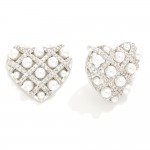 Wholesale do Everything Love Pearl Cubic Zirconia Studded Heart Earrings Brass B