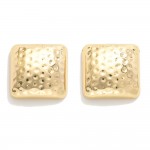 Do Everything In Love Textured Metal Tone Chunky Square Post Drop Earrings 

- Brass Base
- Hypoallergenic
- White / 14K Gold Dipped
- Made In Korea
- Approximately .75" D