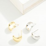 Do Everything In Love Chunky Metal Tone Half Hoop Post Drop Earrings

- Brass Base
- Hypoallergenic
- White / 14K Gold Dipped
- Made In Korea
- Approximately .5" L