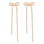 Long Pearl & Rhinestone Studded Bow Earrings 

- Approximately 3.5" L