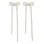 Wholesale long Pearl Rhinestone Studded Bow Earrings L