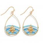 Wholesale dainty Beaded Metal Teardrop Earring L