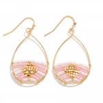 Wholesale dainty Beaded Metal Teardrop Earring L