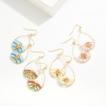 Wholesale dainty Beaded Metal Teardrop Earring L