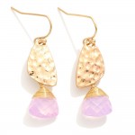 Wholesale hammered Metal Drop Earrings Wrapped Bead Detail L