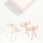 Wholesale faceted Bead Bow Post Drop Earrings Rhinestone Stud Posts L