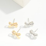 Wholesale metal Cubic Zirconia Bow Stud Earrings W