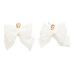 Wholesale shear Tinsel Ribbon Bow Drop Earrings Rhinestone Stud Posts L
