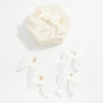 Wholesale shear Tinsel Ribbon Bow Drop Earrings Rhinestone Stud Posts L
