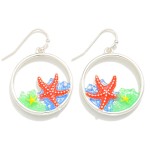 Wholesale enamel Silver Metal Drop Earrings Starfish Sea Anemone L