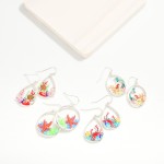 Wholesale enamel Silver Metal Drop Earrings Starfish Sea Anemone L