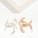 Wholesale brushed Metal Tapered Hoop Earrings Rhinestone Details D