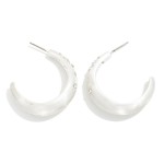 Wholesale brushed Metal Tapered Hoop Earrings Rhinestone Details D
