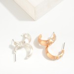Wholesale brushed Metal Hoop Earrings Rhinestone Details D