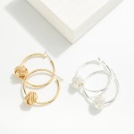 Wholesale brass Hoop Earrings Dimpled Knot Charm Detail Brass Base
