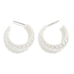 Wholesale brass Croissant Hoop Earrings Twist Border Detail Brass Base D