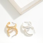 Wholesale brass Croissant Hoop Earrings Twist Border Detail Brass Base D