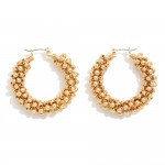 Metal Tone Beaded Hoop Earrings 

- Approximately 1" D
- Hypoallergenic Brass Post