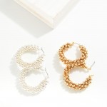 Wholesale metal Beaded Hoop Earrings D Hypoallergenic Brass Post