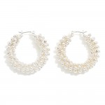 Wholesale metal Beaded Hoop Earrings D Hypoallergenic Brass Post