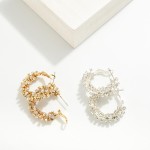Wholesale rhinestone Twist Brass Hoop Earrings Brass Base D