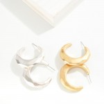 Wholesale textured Metal Tapered Hoop Earrings D