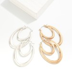 Simple Metal Nesting Drop Hoop Earrings

- Approximately 2.25"L