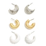 Wholesale set Three Metal Metal Hoop Earrings D