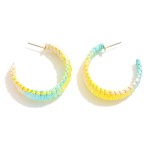 Wholesale gradient Raffia Wrapped Hoop Earrings D