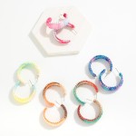 Wholesale gradient Raffia Wrapped Hoop Earrings D