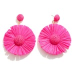 Wholesale fanned Raffia Flower Drop Earrings L