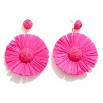 Fanned Raffia Flower Drop Earrings

- Approximately 3.5" L