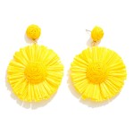 Wholesale fanned Raffia Flower Drop Earrings L