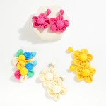 Wholesale woven Flower Drop Earrings Straw Accents L