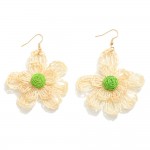 Wholesale raffia Straw Flower Drop Earrings L