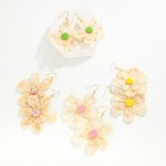 Raffia & Straw Flower Drop Earrings 

- Approximately 3" L