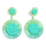 Wholesale linked Metal Gradient Sunburst Drop Earrings Straw Detail L