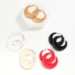 Wholesale raffia Wrapped Circular Drop Hoop L