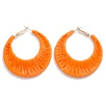 Wholesale raffia Wrapped Circular Drop Hoop L