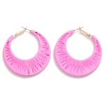 Wholesale raffia Wrapped Circular Drop Hoop L