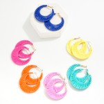 Wholesale raffia Wrapped Circular Drop Hoop L