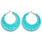 Wholesale raffia Wrapped Circular Drop Hoop L