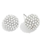 Wholesale silver Gold Dipped Pearl Studded Hemisphere Stud Earrings Silver Gold