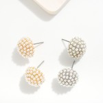 Wholesale silver Gold Dipped Pearl Studded Hemisphere Stud Earrings Silver Gold